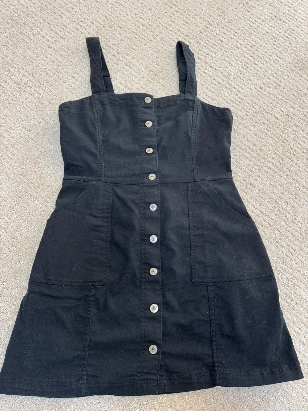 H&M Black Button-Front Mini Dress